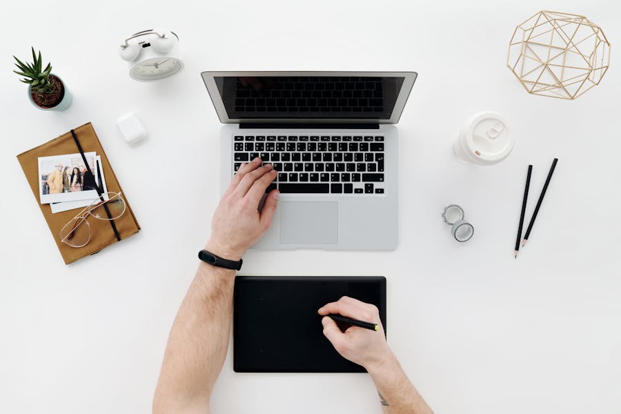 person using website on laptop