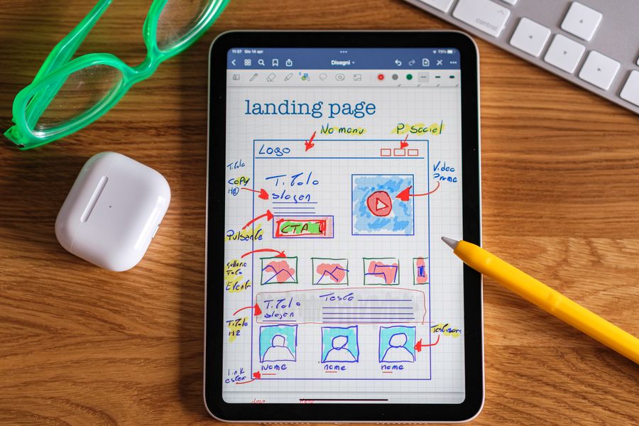 person using website on laptop