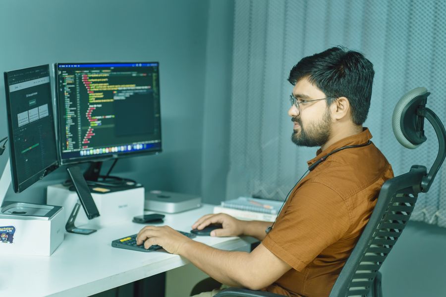 person confused at computer