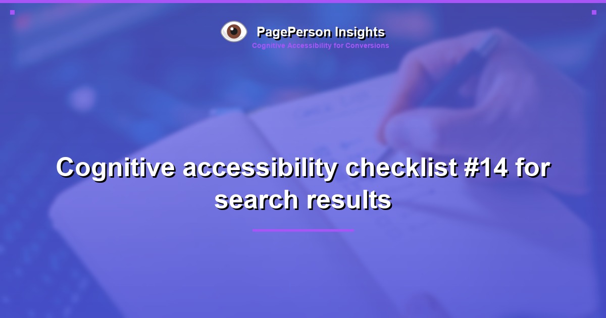 Cognitive accessibility checklist #14 for search results